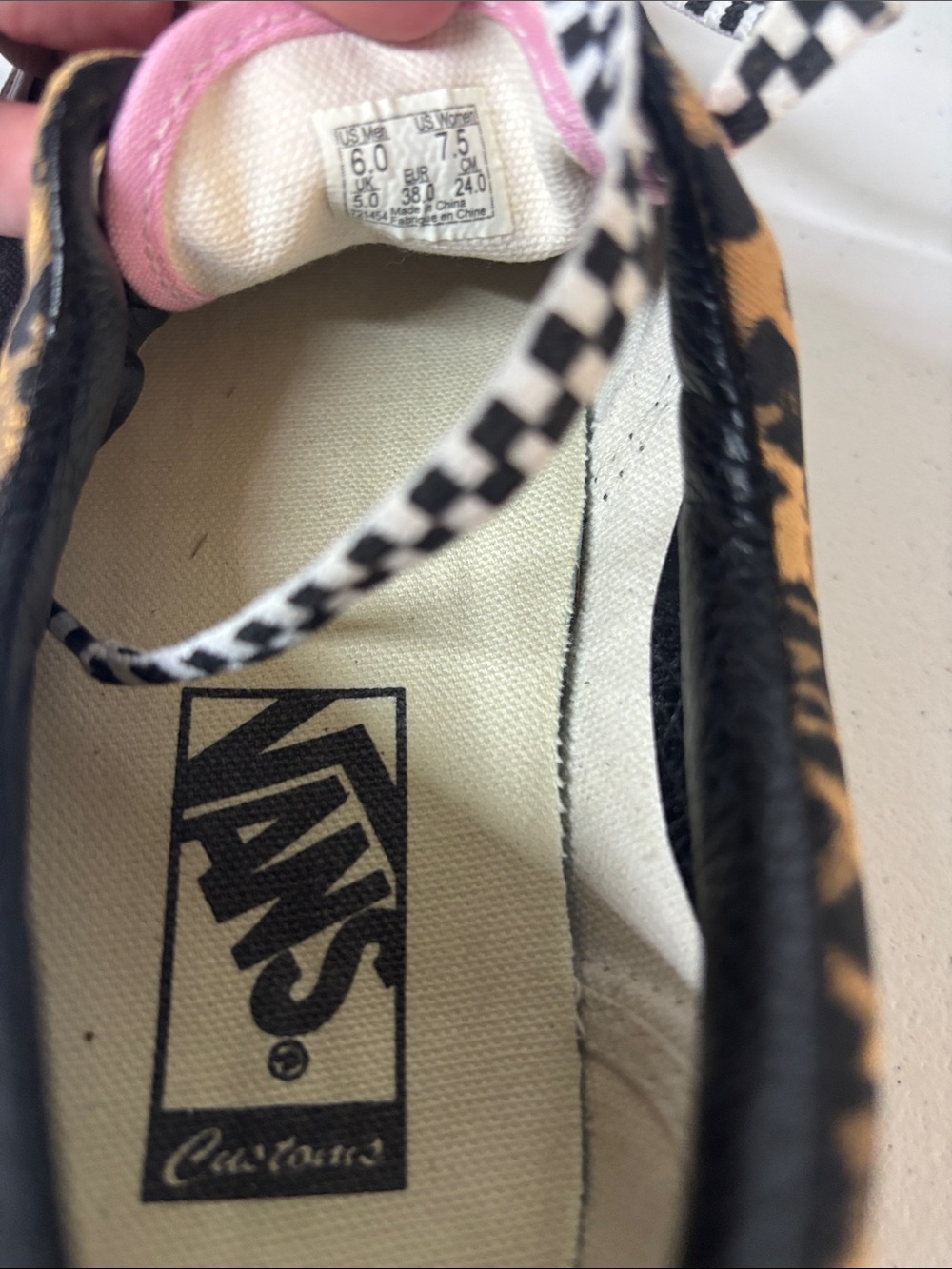 Vans Leopard & Pink Checkerboard Low-Top Sneakers - Picture 2 of 8